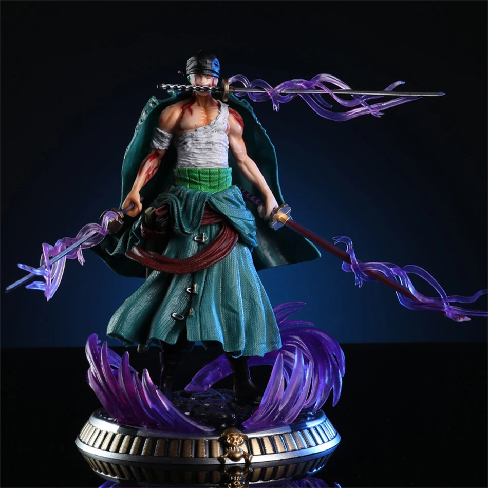 21cm One Piece Gk Three-Knife Flow Stunt Version Scene Statue